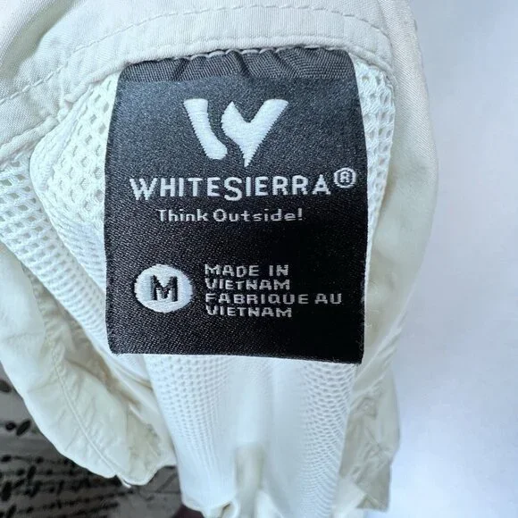 White Sierra Outdoor Shirt Beige Medium Fishing Hiking Vented Rolled Sleeves - Picture 13 of 16